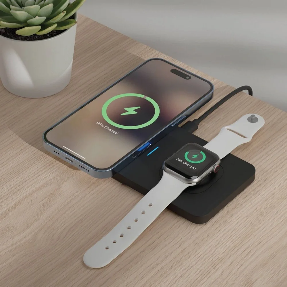 Just Wireless 2-in-1 Desktop Wireless Charger for Apple & Android devices New